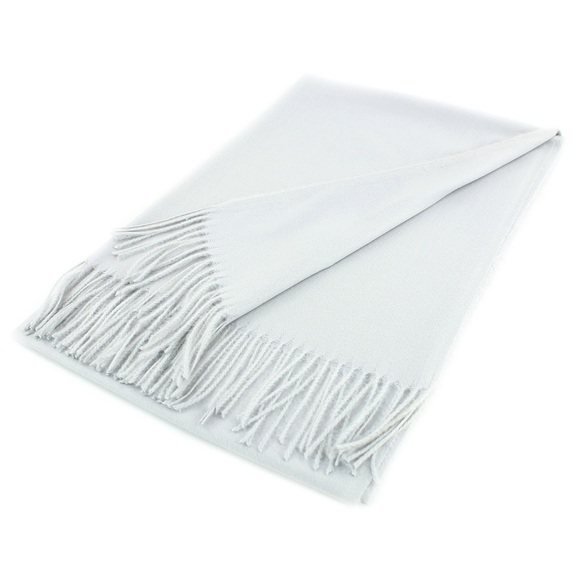 Light Gray Solid Cashmere Blend Soft Wrap Shawl Scarf - Picture 4 of 4